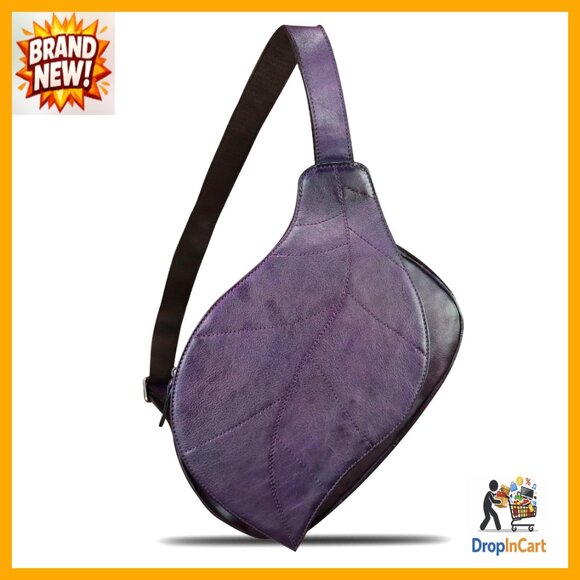 Vintage Genuine Leather Sling Backpack Crossbody Bag Adjustable Strap Retro